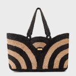 Strippy Blossom Handmade Raffia Bag